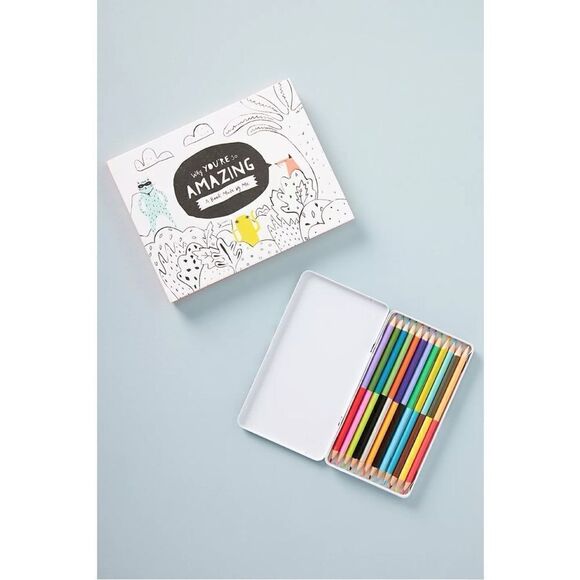 Anthropologie A Book Made by Me Why You're So Amazing Coloring Book Pencils GIFT - Picture 2 of 6